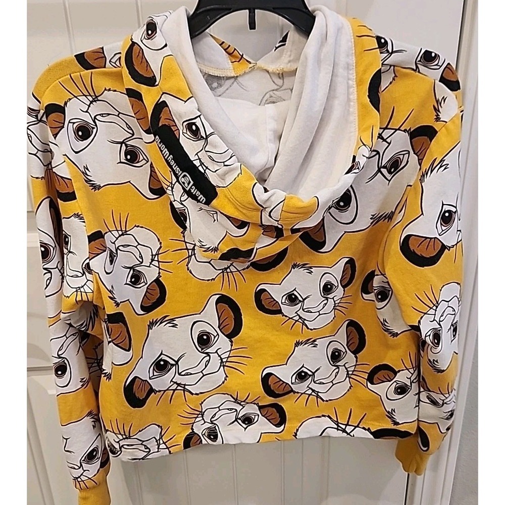 Disneyland Lion‎ King Hoodie White & Yellow Adult Small Pullover Cropped - Picture 2 of 4